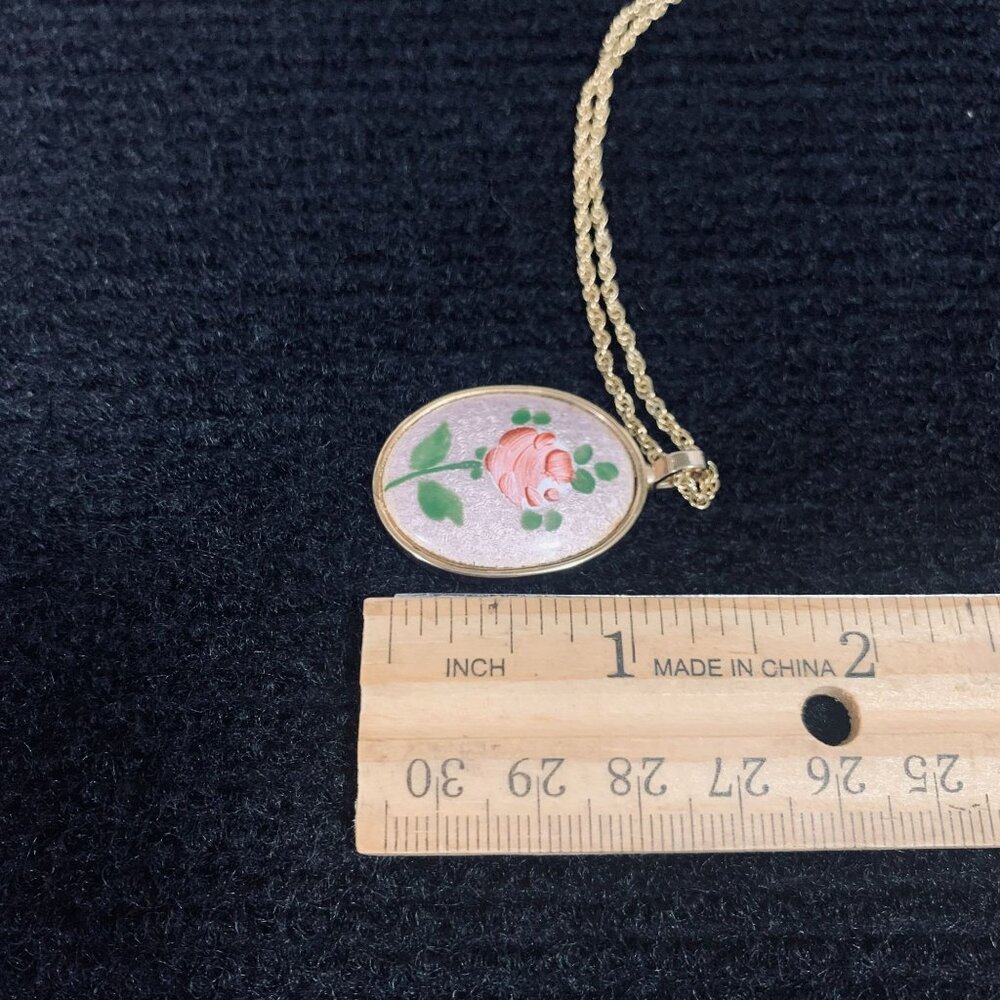 Merlite Handpainted Rose Oval Pendant And Chain M Tag - Picture 7 of 7